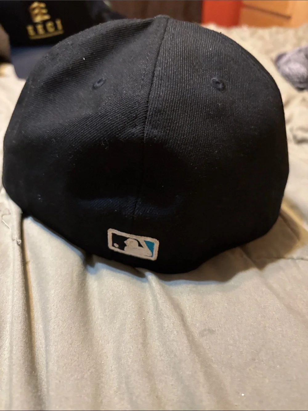 New Era Black Miami Marlins Fitted Hat with Teal & Red Logo